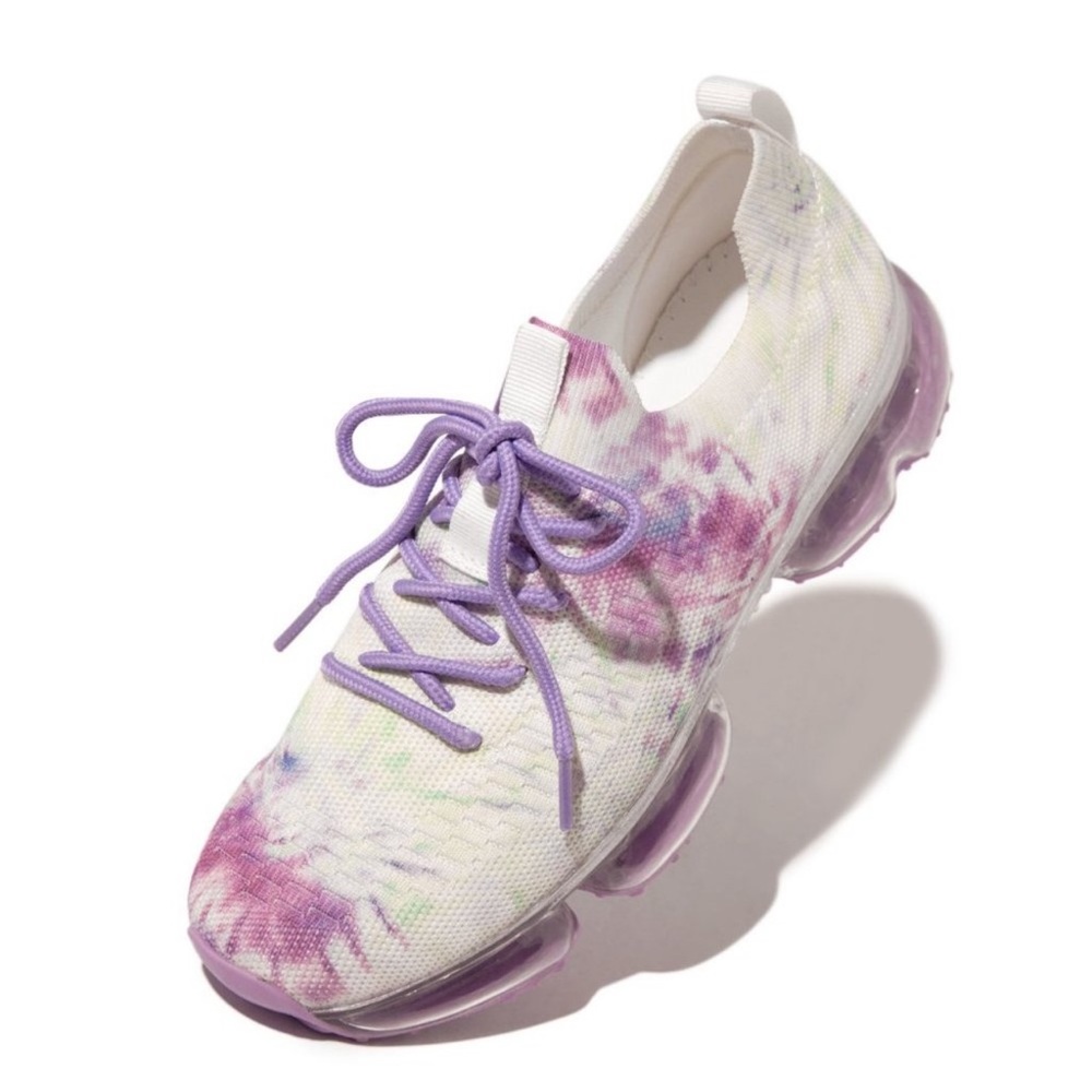 Purple Dye Slip-On Lace-Up Stretch Knit Sneakers - Picture 3 of 6